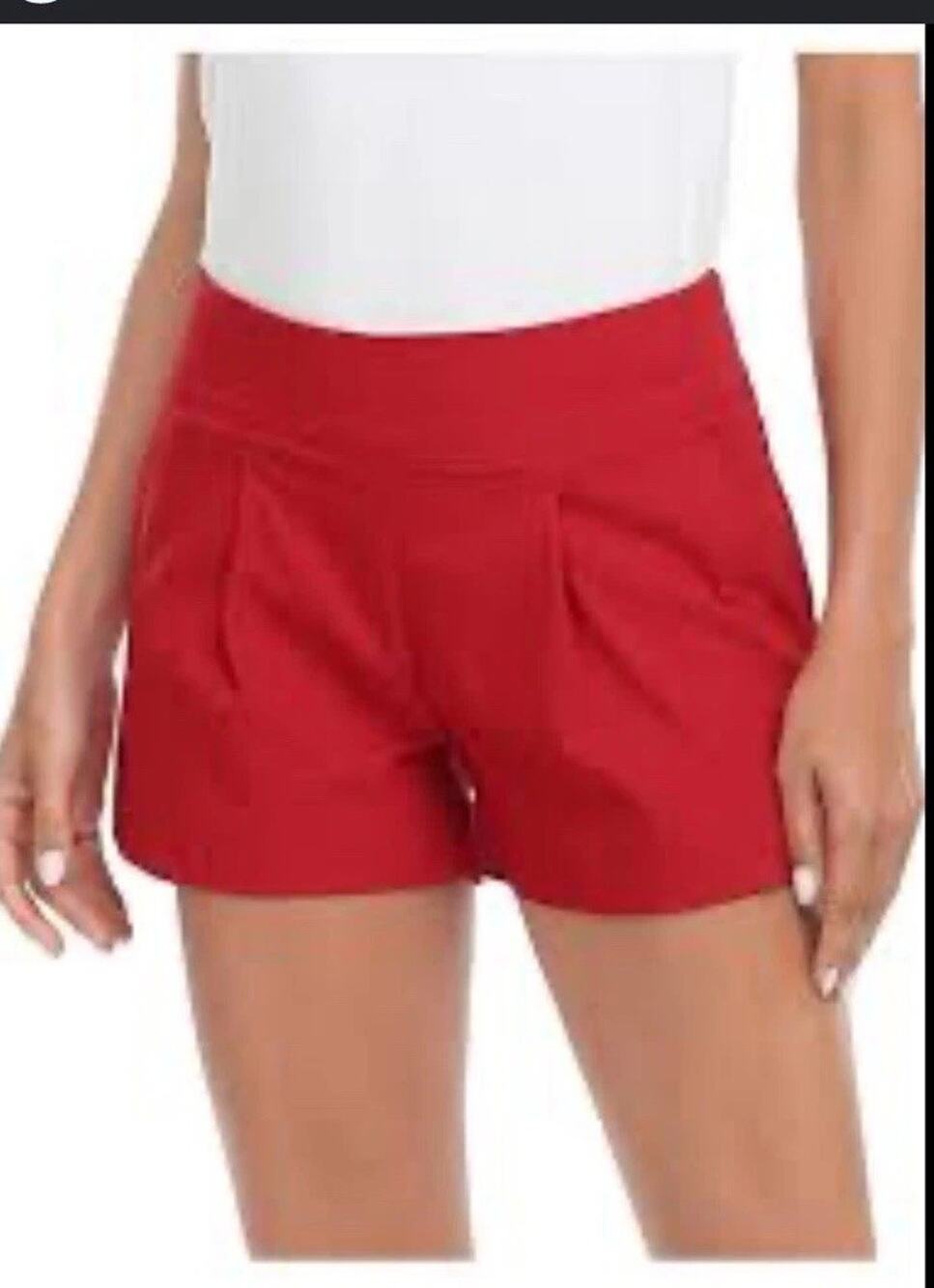 HDE Chino Shorts Women’s 4 Red High Rise 4” Stretch Patriotic Summer Fall Casual
